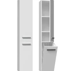 YANA - Meuble salle de bain avec panier à linge - 31x30x174 cm - Colonne rangement SDB