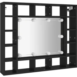 ZMH Armoire à miroir à LED noir 91x15x76,5 cm