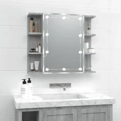 ZMH Armoire à miroir avec LED Sonoma gris 70x16,5x60 cm