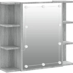 ZMH Armoire à miroir avec LED Sonoma gris 70x16,5x60 cm