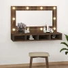 ZMH Armoire à miroir avec LED Chêne marron 90x31,5x62 cm