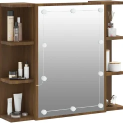 ZMH Armoire à miroir avec LED Chêne marron 70x16,5x60 cm