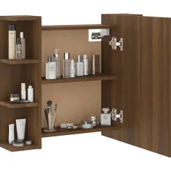 ZMH Armoire à miroir avec LED Chêne marron 70x16,5x60 cm
