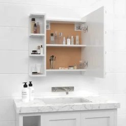 ZMH Armoire à miroir avec LED Blanc brillant 70x16,5x60 cm