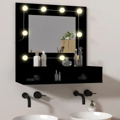 ZMH Armoire à miroir avec LED noir 60x31,5x62 cm