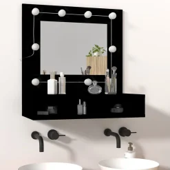 ZMH Armoire à miroir avec LED noir 60x31,5x62 cm