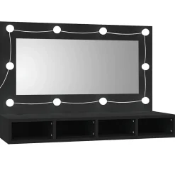 ZMH Armoire à miroir avec LED noir 90x31,5x62 cm