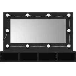 ZMH Armoire à miroir avec LED noir 90x31,5x62 cm