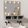 ZMH Armoire à miroir avec LED Gris béton 60x31,5x62 cm