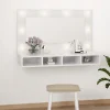 ZMH Armoire à miroir avec LED Blanc brillant 90x31,5x62 cm