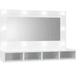 ZMH Armoire à miroir avec LED Blanc brillant 90x31,5x62 cm