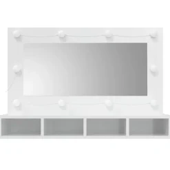 ZMH Armoire à miroir avec LED Blanc brillant 90x31,5x62 cm