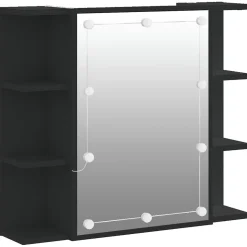 ZMH Armoire à miroir avec LED noir 70x16,5x60 cm