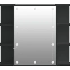 ZMH Armoire à miroir avec LED noir 70x16,5x60 cm
