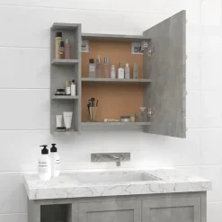 ZMH Armoire à miroir avec LED Gris béton 70x16,5x60 cm