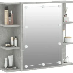 ZMH Armoire à miroir avec LED Gris béton 70x16,5x60 cm