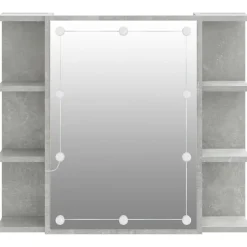 ZMH Armoire à miroir avec LED Gris béton 70x16,5x60 cm
