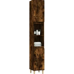 ZMH Armoire de bain chêne fumé 30x30x190 cm bois d'ingénierie