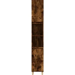 ZMH Armoire de bain chêne fumé 30x30x190 cm bois d'ingénierie
