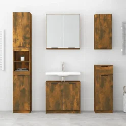 ZMH Armoire de bain Chêne fumé 32x34x188,5 cm Bois d'ingénierie