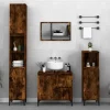 ZMH Armoire de bain chêne fumé 30x30x190 cm bois d'ingénierie