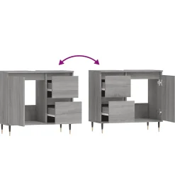 ZMH Armoire de bain sonoma gris 65x33x60 cm bois d'ingénierie