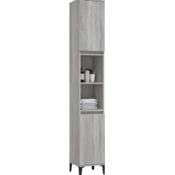ZMH Armoire de bain sonoma gris 30x30x190 cm bois d'ingénierie