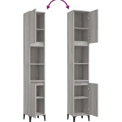 ZMH Armoire de bain sonoma gris 30x30x190 cm bois d'ingénierie