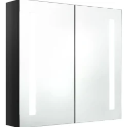 ZMH Armoire de salle de bain à miroir LED noir brillant 62x14x60 cm