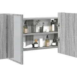 ZMH Armoire de salle de bain à miroir LED sonoma gris 80x12x45 cm