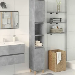 ZMH Armoire de salle de bain gris béton 30x30x190 cm