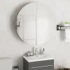 ZMH Armoire de salle de bain miroir rond et LED Noir 54x54x17,5 cm
