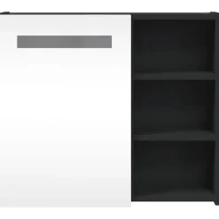 ZMH Armoire de salle de bain à miroir avec LED noir 60x13x52 cm