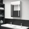 ZMH Armoire de salle de bain à miroir LED gris béton 50x13x70 cm
