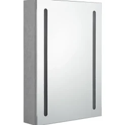 ZMH Armoire de salle de bain à miroir LED gris béton 50x13x70 cm