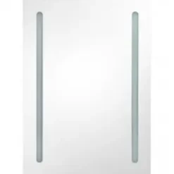 ZMH Armoire de salle de bain à miroir LED gris béton 50x13x70 cm