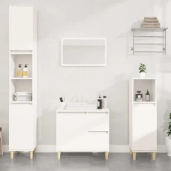ZMH Armoire de salle de bain blanc 65x33x60 cm bois d'ingénierie