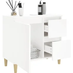 ZMH Armoire de salle de bain blanc 65x33x60 cm bois d'ingénierie