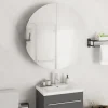 ZMH Armoire de salle de bain miroir rond et LED Blanc 54x54x17,5 cm