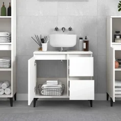 ZMH Armoire de salle de bain blanc 65x33x60 cm bois d'ingénierie