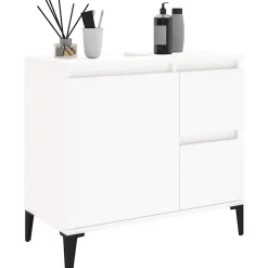ZMH Armoire de salle de bain blanc 65x33x60 cm bois d'ingénierie