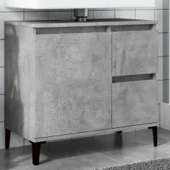 ZMH Armoire d'évier gris béton 65x33x60 cm bois d'ingénierie