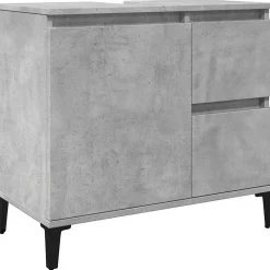 ZMH Armoire d'évier gris béton 65x33x60 cm bois d'ingénierie