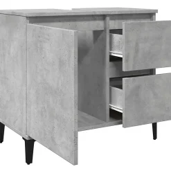 ZMH Armoire d'évier gris béton 65x33x60 cm bois d'ingénierie