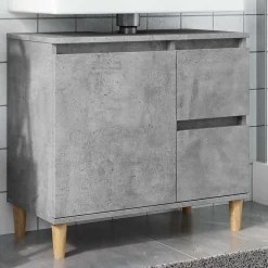 ZMH Armoire d'évier gris béton 65x33x60 cm bois d'ingénierie