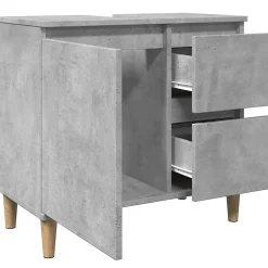 ZMH Armoire d'évier gris béton 65x33x60 cm bois d'ingénierie