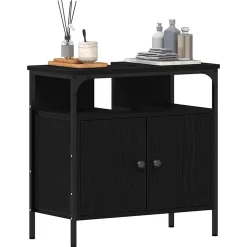 ZMH Armoire lavabo de salle de bain chêne noir 60x30x60 cm