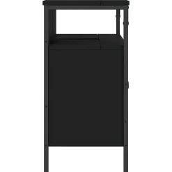 ZMH Armoire lavabo de salle de bain noir 80x30x60 cm