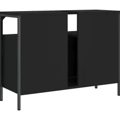 ZMH Armoire lavabo de salle de bain noir 80x30x60 cm