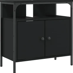 ZMH Armoire lavabo de salle de bain noir 60x30x60 cm